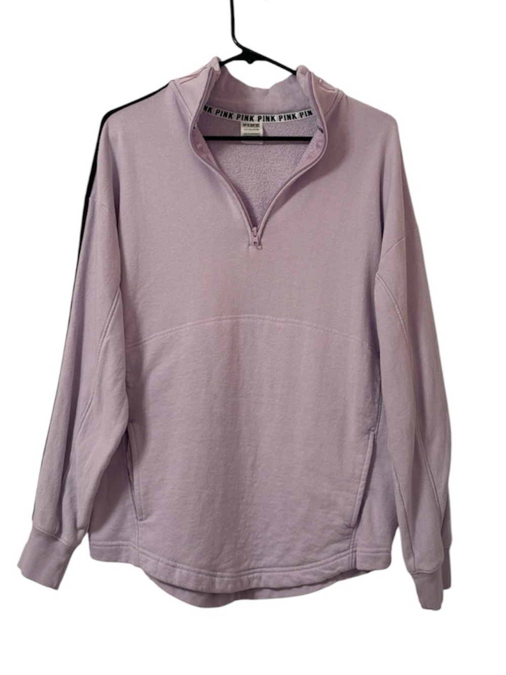 PINK Lilac & Black Logo Half Zip Sweatshirt